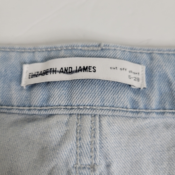 Elizabeth and James Cut Off Shorts Sz 28 Denim Raw Hem Light Wash Organic Cotton - Picture 10 of 15